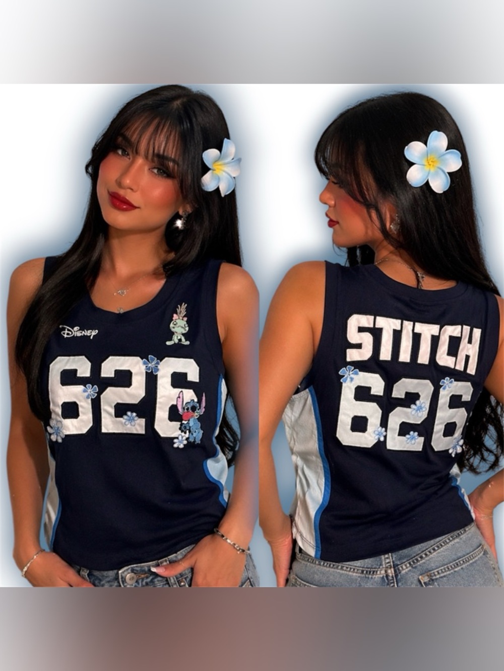 Disney Lilo & Stitch Floral Cropped Women's Basketball Jersey